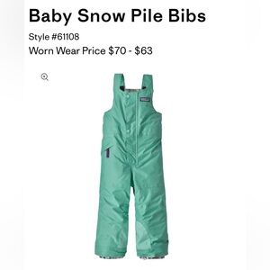 Patagonia Kids snowplow bibs - teal Bib Overalls snowcats size 4T